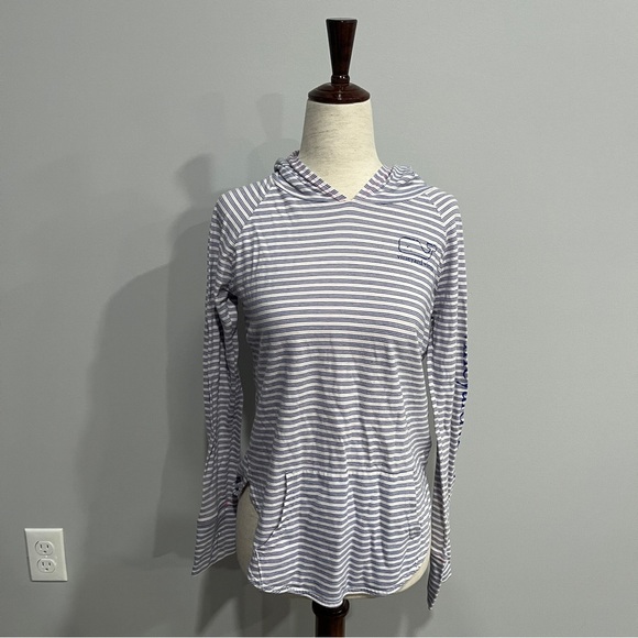 Vineyard Vines Other - Vineyard Vines Girls Large Longsleeve Striped Navy and White Hoodie T Shirt 14